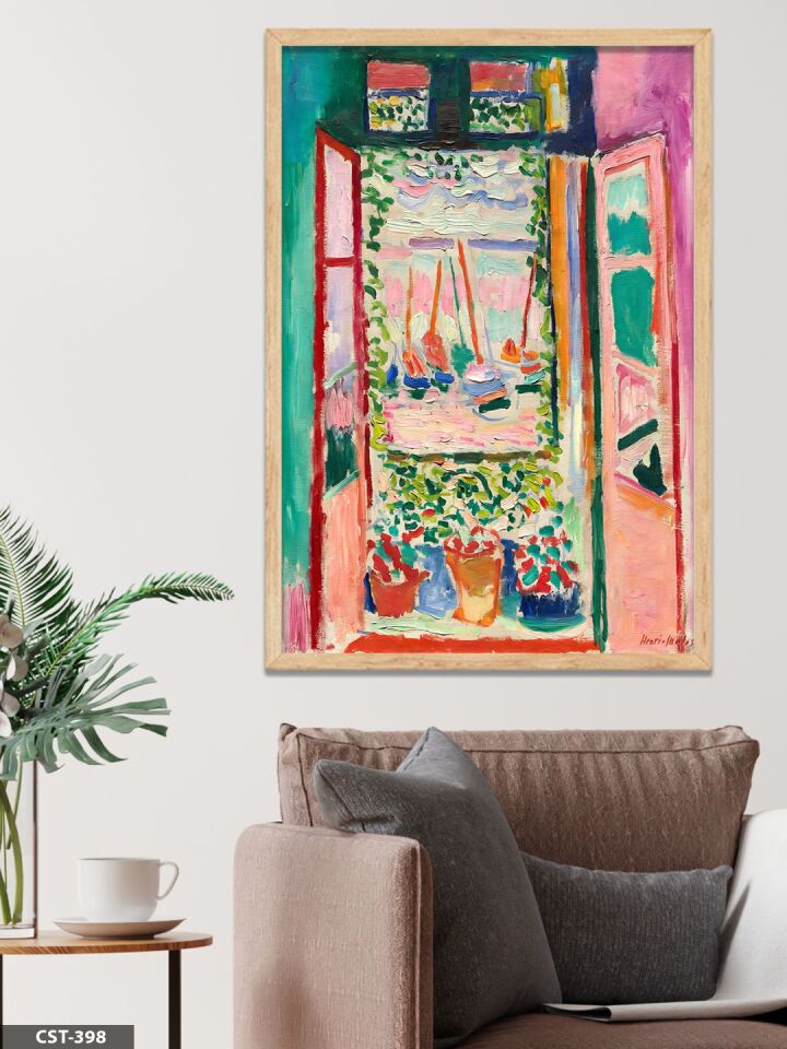 Henri Matisse The Open Window Tek Parça Ahşap Çerçeveli Tablo Naturel - 30 x 40 CM