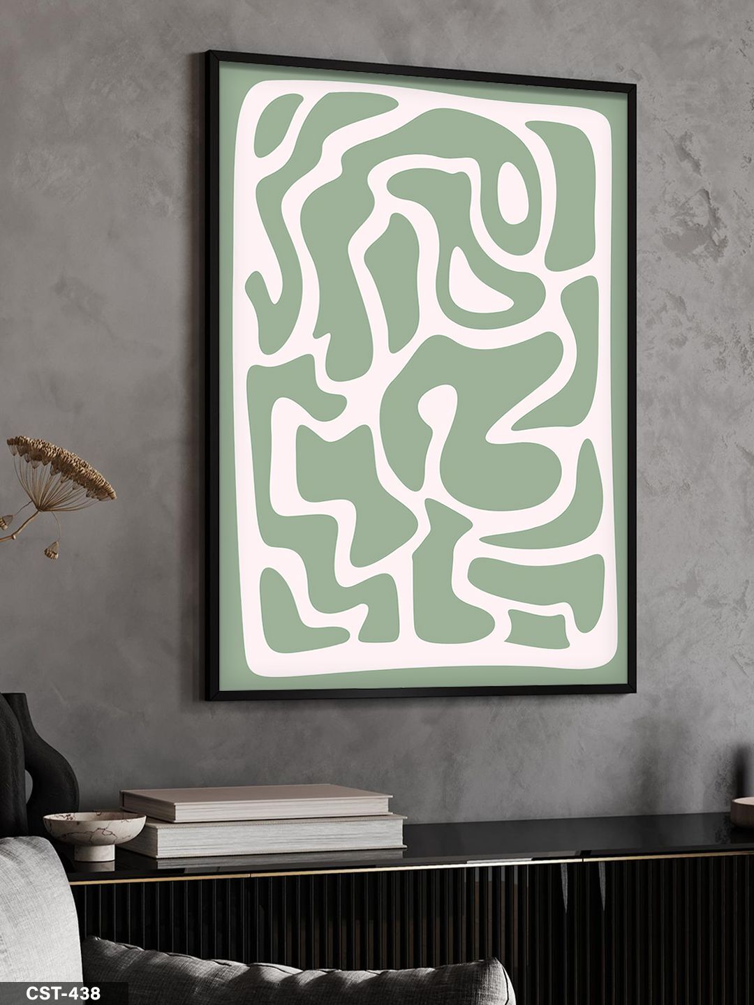 Yeşil Figür Tek Parça Ahşap Çerçeveli Tablo Siyah - 40 x 60 CM