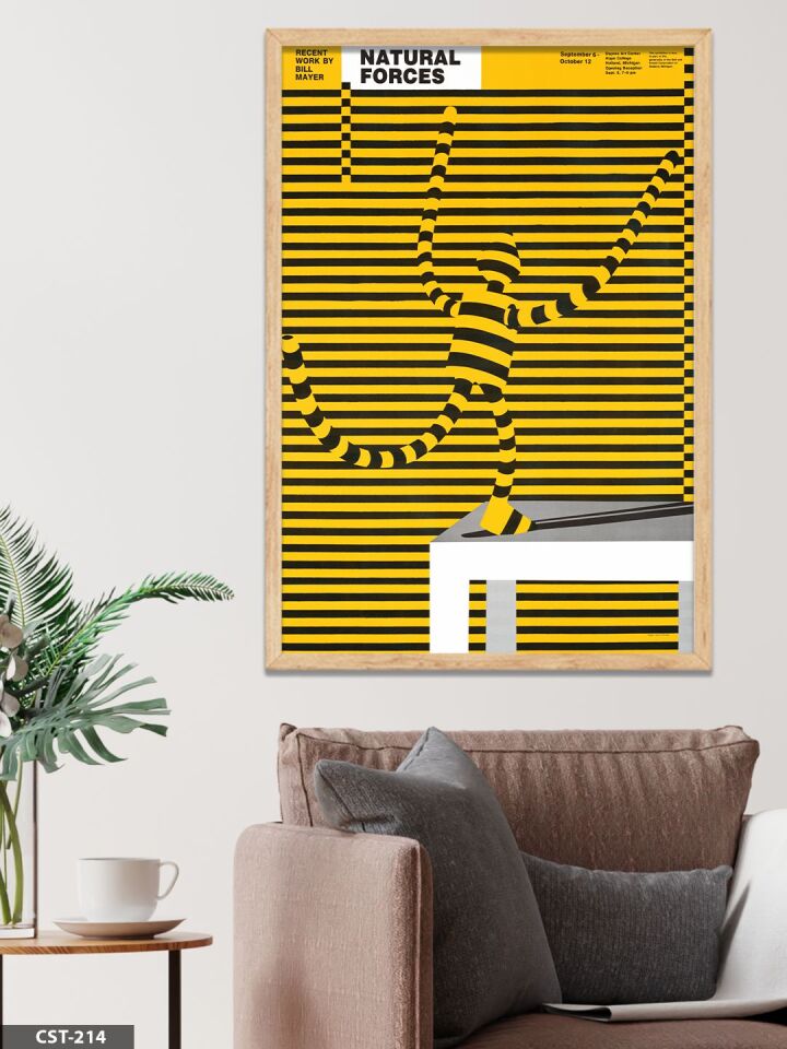 Natural Forces Çizgili Tek Parça Ahşap Çerçeveli Tablo Naturel - 50 x 70 CM