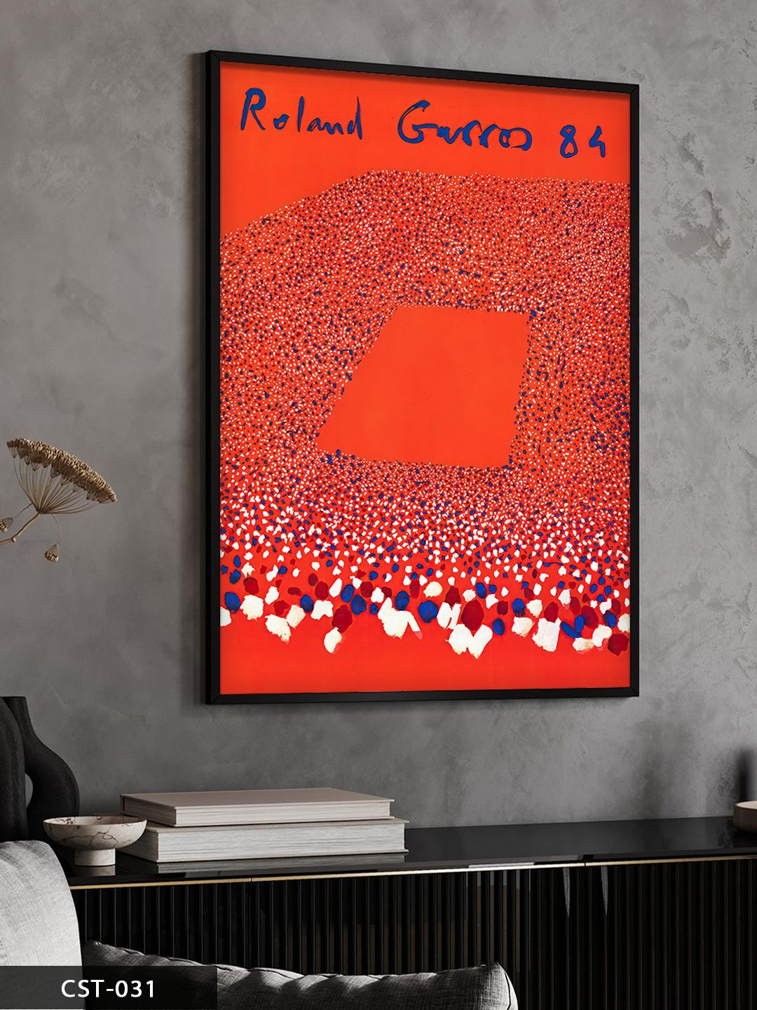 Roland Garros 84 Tenis Tek Parça Ahşap Çerçeveli Tablo Siyah - 30 x 40 CM