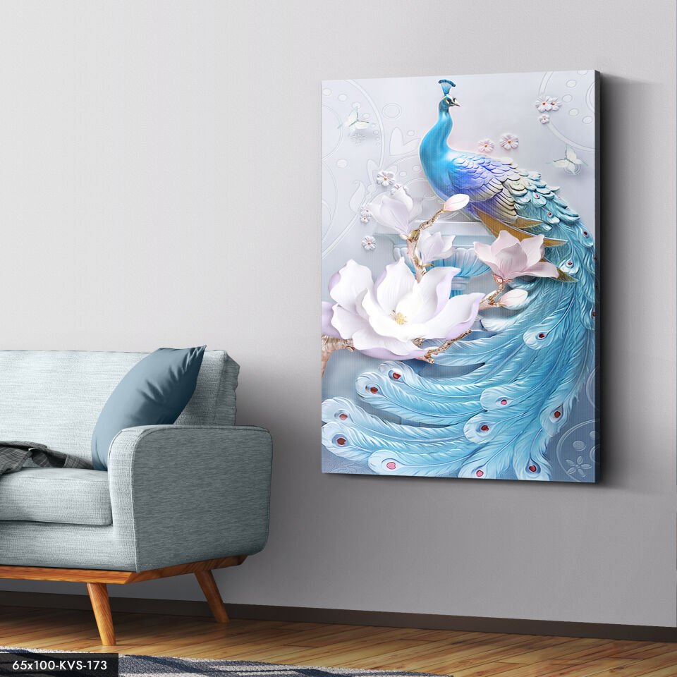 Tavus Kuşu Çiçek Kanvas - Canvas Tablo