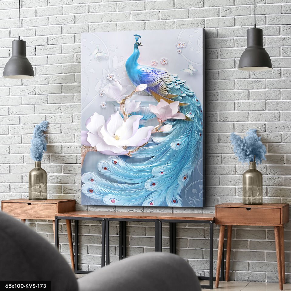 Tavus Kuşu Çiçek Kanvas - Canvas Tablo