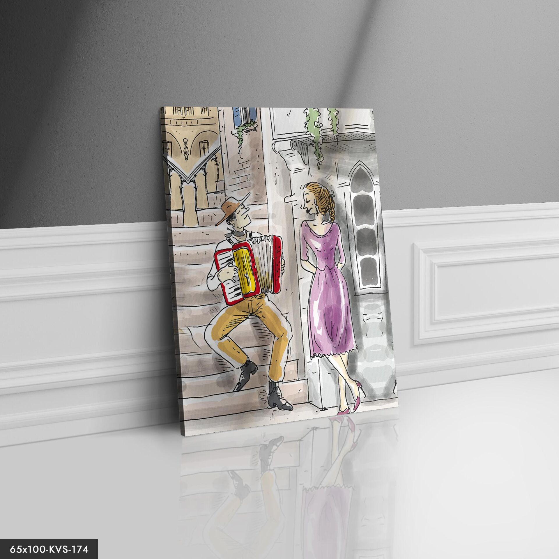 Sokak Sanatçısı Kanvas - Canvas Tablo 40 x 30 CM - Çok Renkli