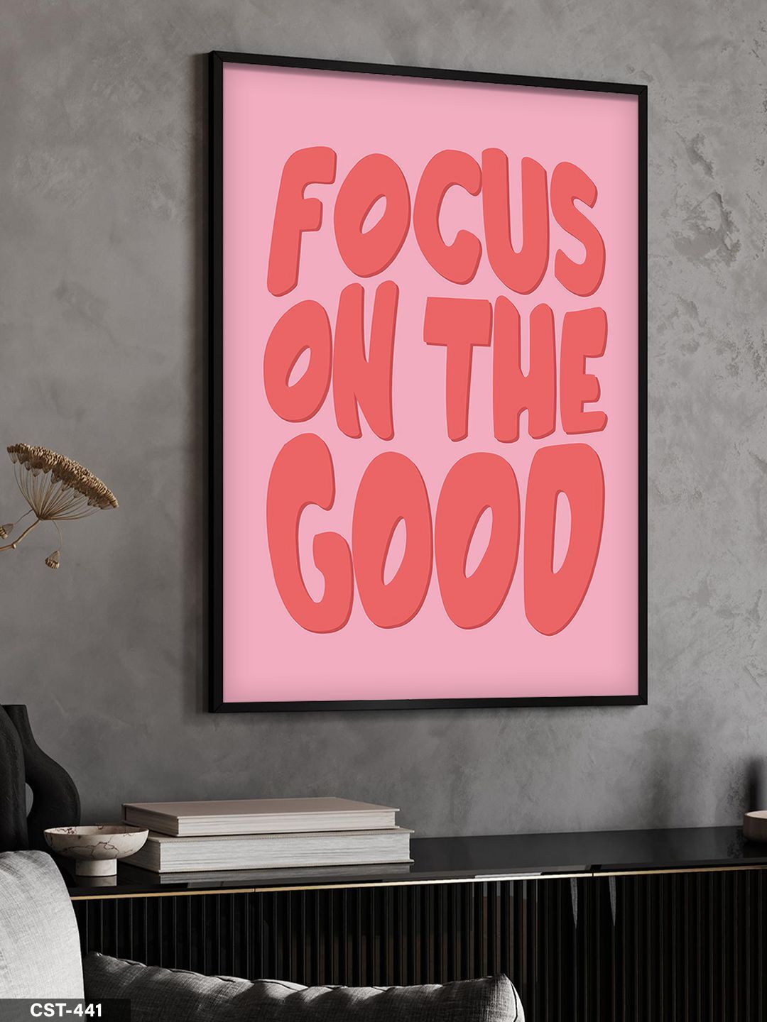 Focus On The Good Tek Parça Ahşap Çerçeveli Tablo Siyah - 40 x 60 CM
