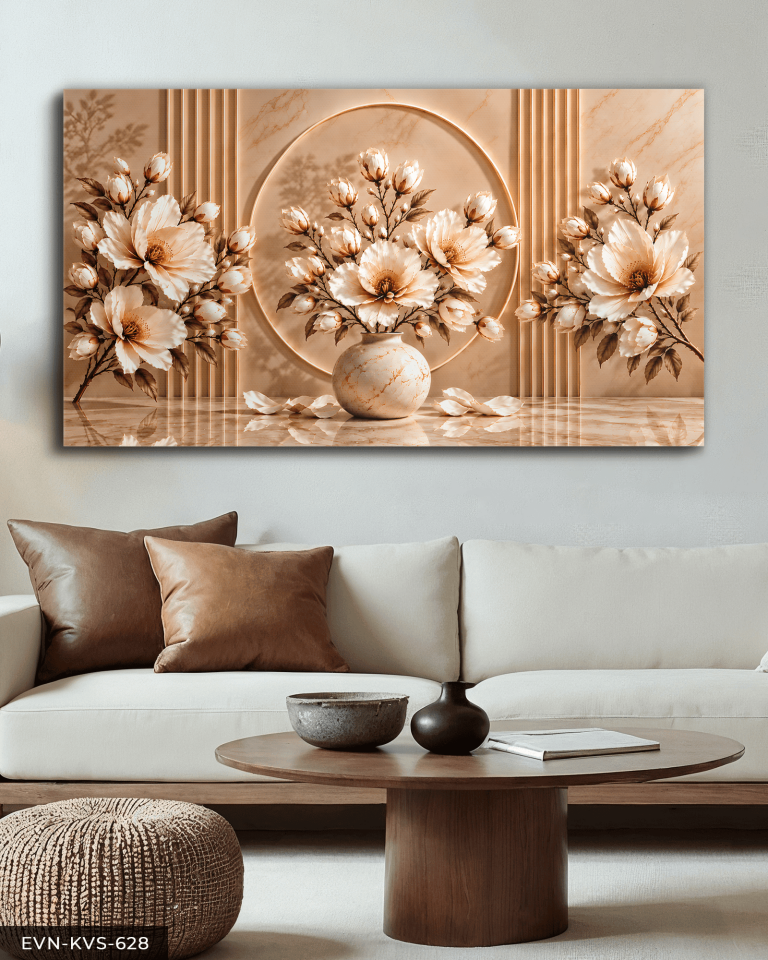 Vazoda Narin Beyaz Çiçekler Tek Parça Kanvas - Canvas Tablo