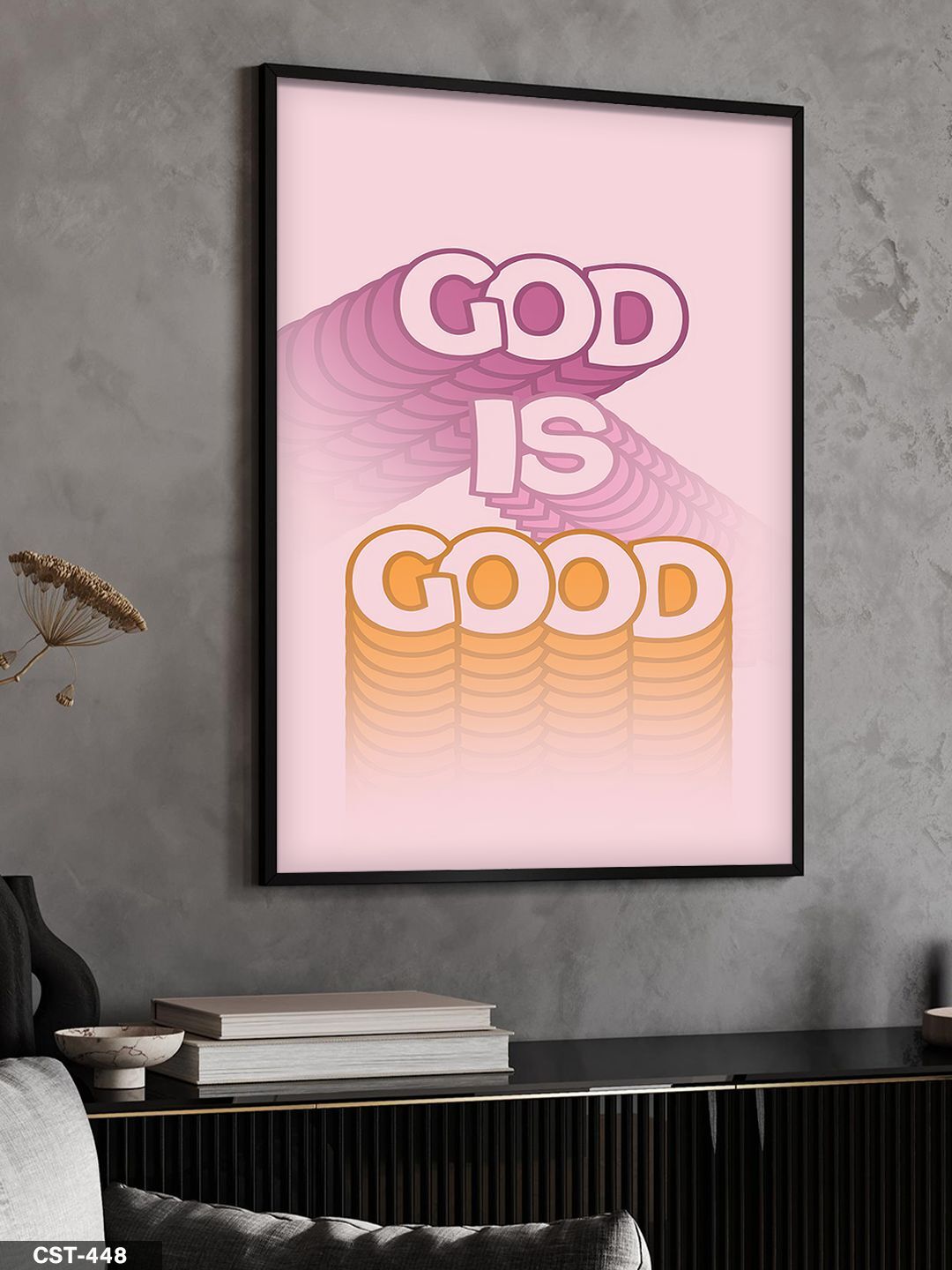 God İs Good Tek Parça Ahşap Çerçeveli Tablo Siyah - 40 x 60 CM