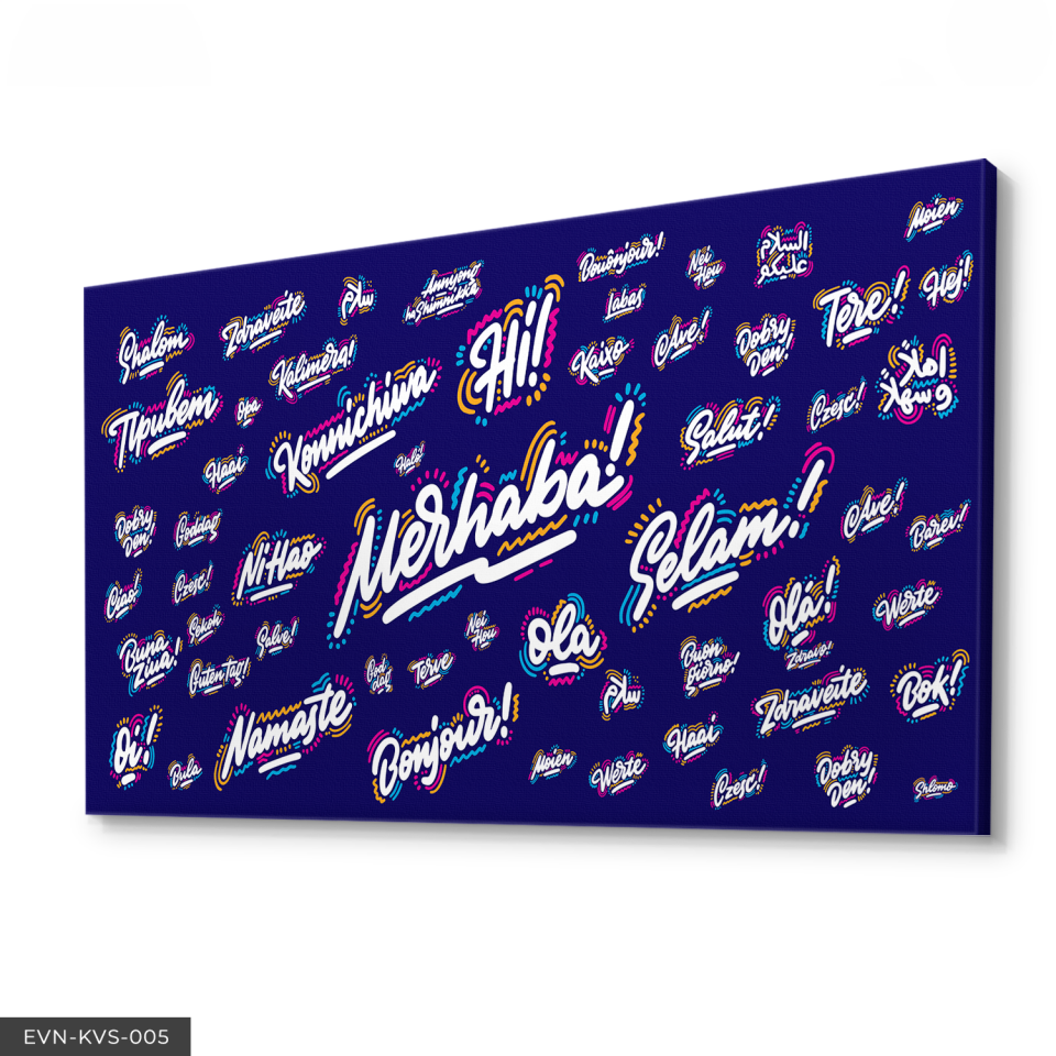 Dünya Dilleri Merhaba Tek Parça Kanvas Canvas Tablo Tablo