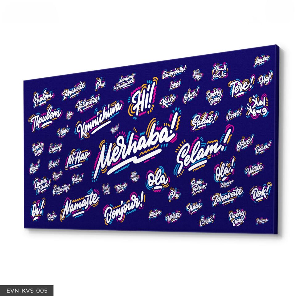 Dünya Dilleri Merhaba Tek Parça Kanvas Canvas Tablo Tablo