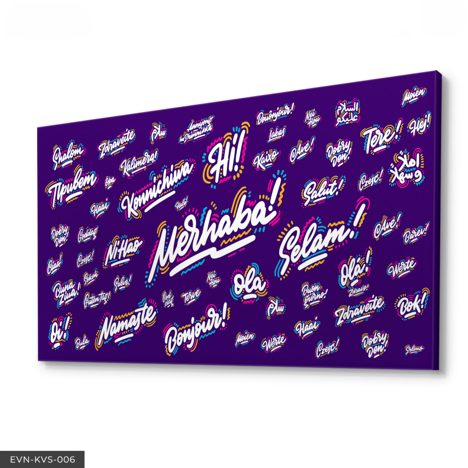 Dünya Dilleri Merhaba Tek Parça Kanvas Canvas Tablo Tablo