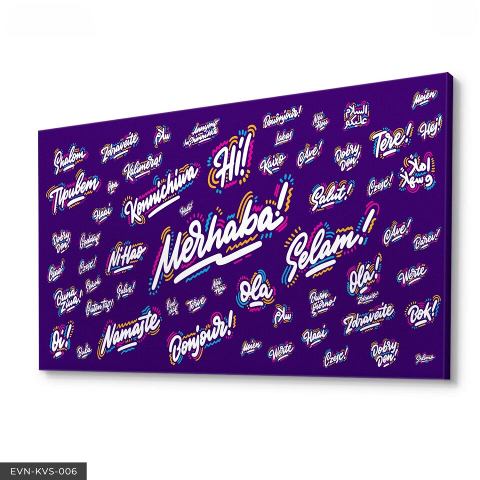 Dünya Dilleri Merhaba Tek Parça Kanvas Canvas Tablo Tablo