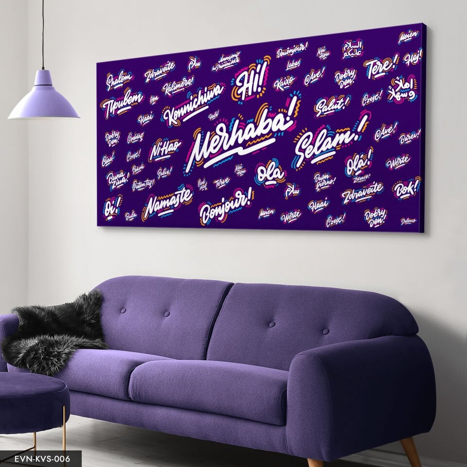 Dünya Dilleri Merhaba Tek Parça Kanvas Canvas Tablo Tablo