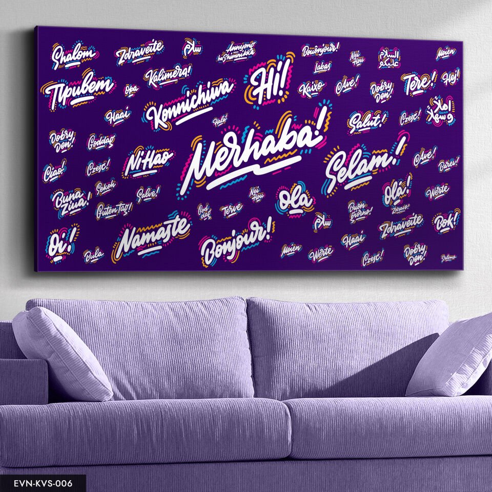Dünya Dilleri Merhaba Tek Parça Kanvas Canvas Tablo Tablo