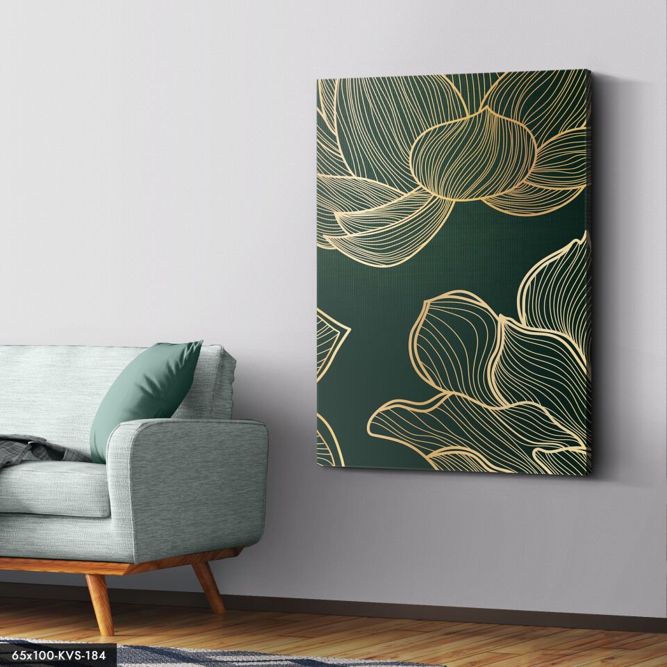 Gold Çiçek Kanvas - Canvas Tablo