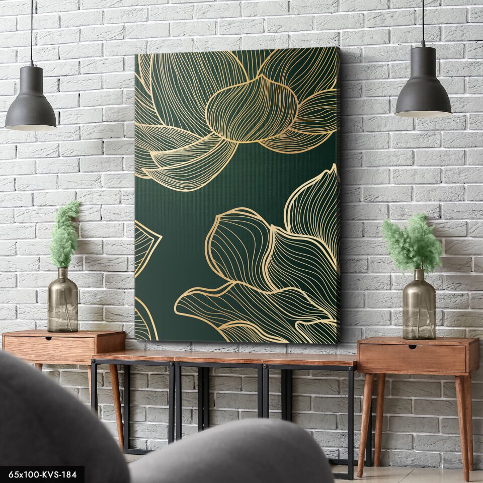 Gold Çiçek Kanvas - Canvas Tablo