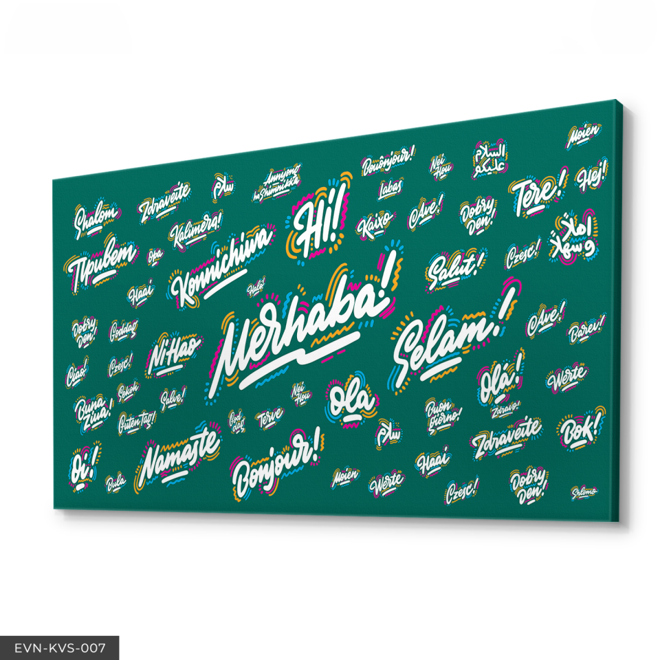 Dünya Dilleri Merhaba Tek Parça Kanvas Canvas Tablo Tablo