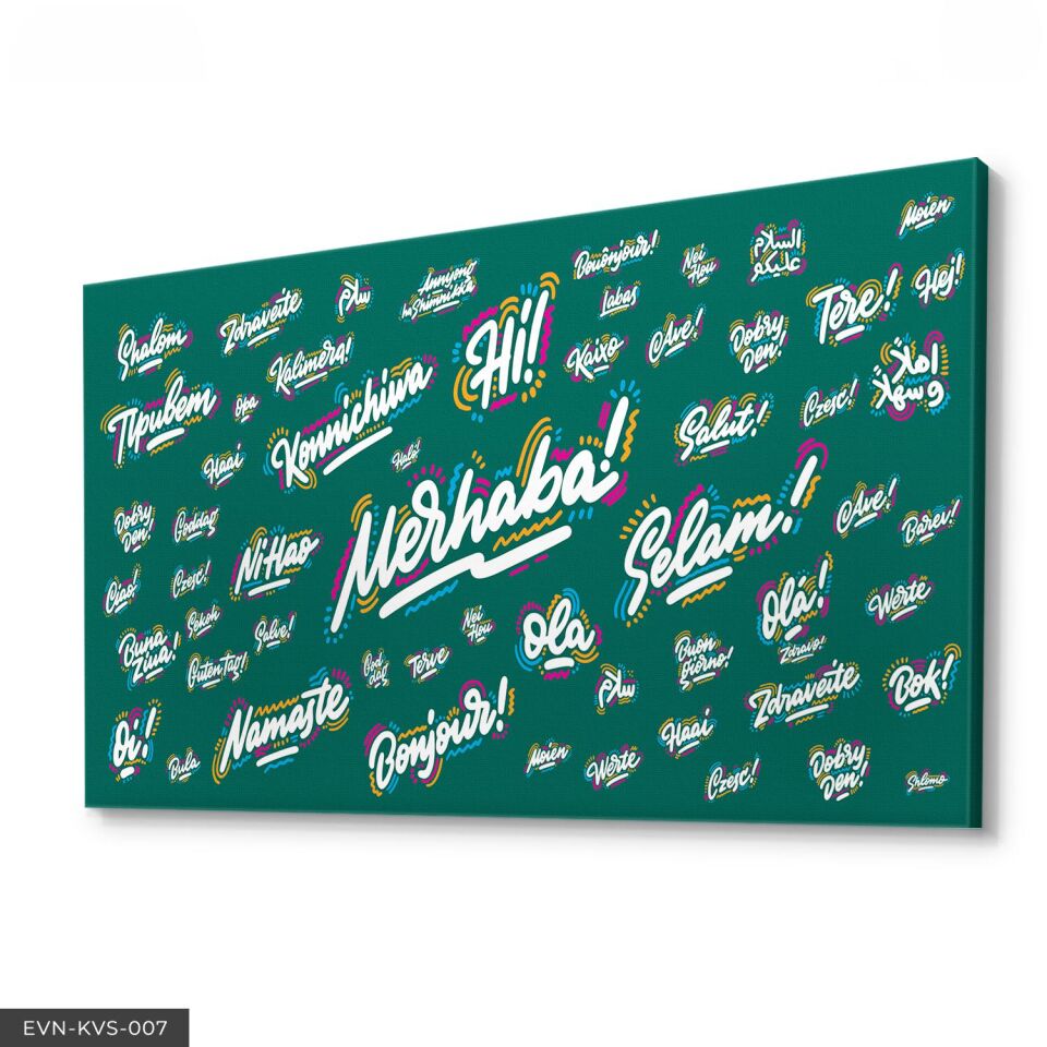 Dünya Dilleri Merhaba Tek Parça Kanvas Canvas Tablo Tablo