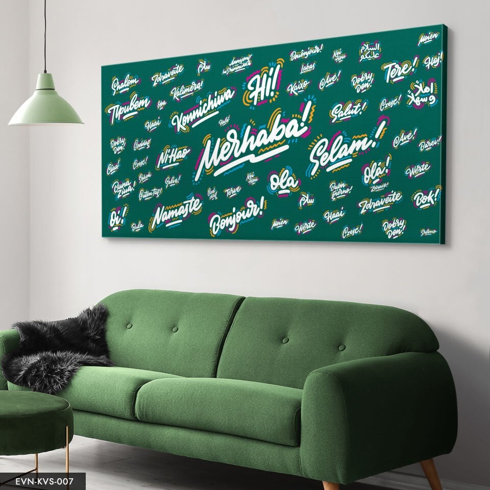 Dünya Dilleri Merhaba Tek Parça Kanvas Canvas Tablo Tablo