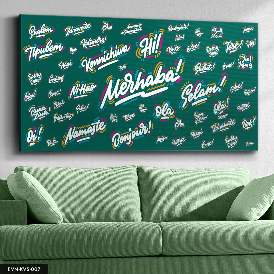 Dünya Dilleri Merhaba Tek Parça Kanvas Canvas Tablo Tablo