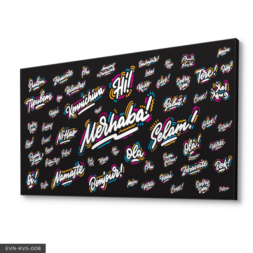 Dünya Dilleri Merhaba Tek Parça Kanvas Canvas Tablo Tablo