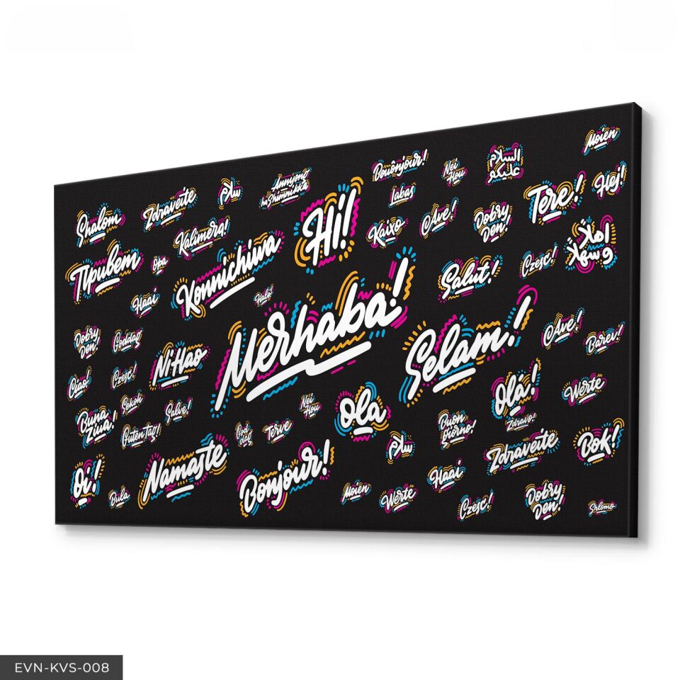 Dünya Dilleri Merhaba Tek Parça Kanvas Canvas Tablo Tablo