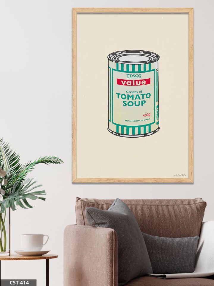 Tomato Soup Tek Parça Ahşap Çerçeveli Tablo Naturel - 30 x 40 CM