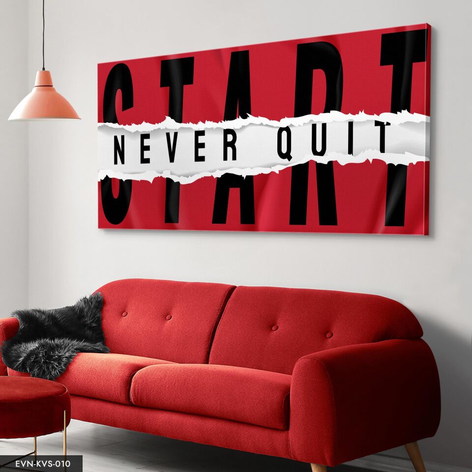 Start Yazılı Tek Parça Kanvas Canvas Tablo Tablo 40 x 30 CM - Çok Renkli