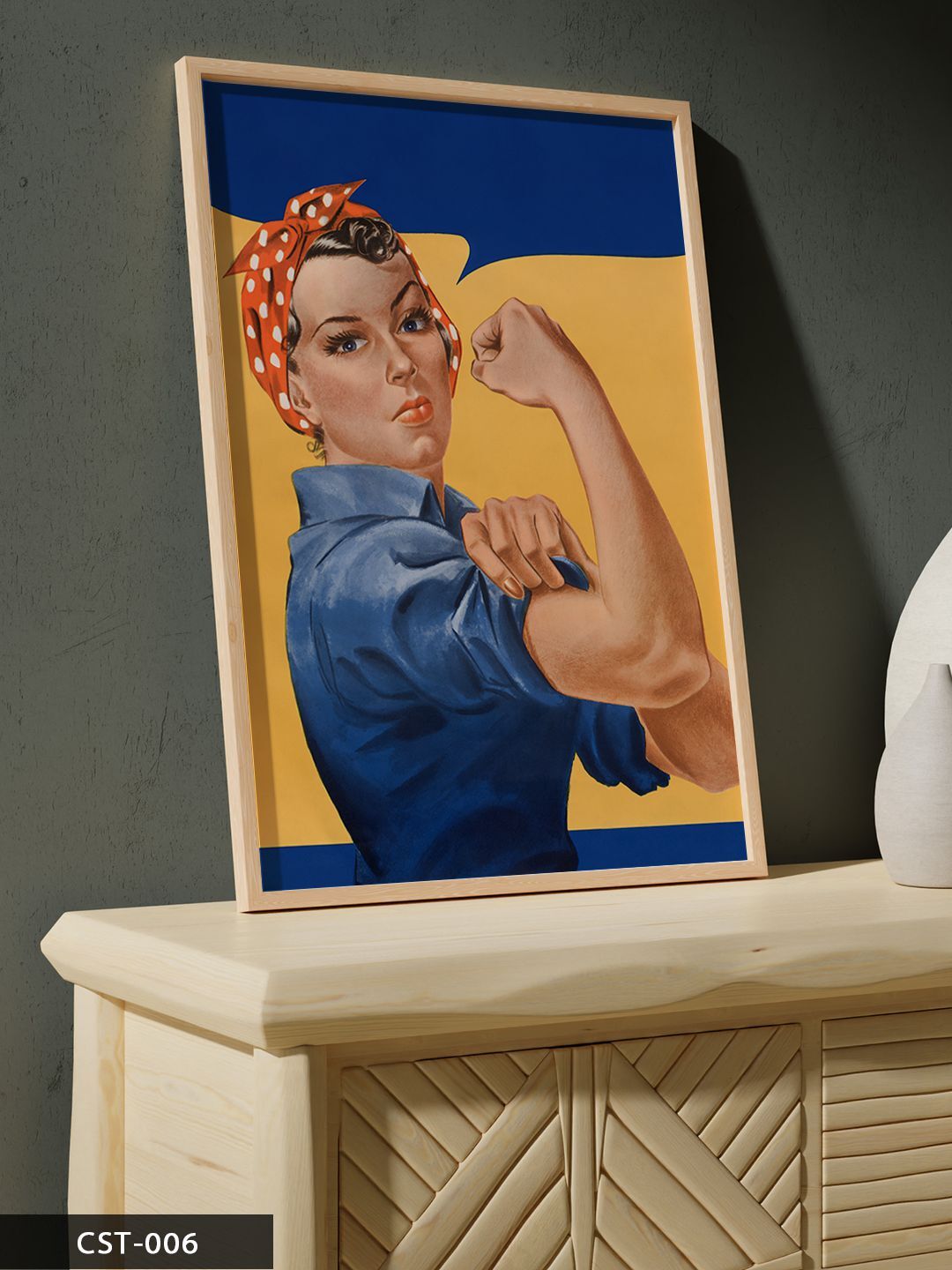 Güçlü Kadın Tek Parça Ahşap Çerçeveli Tablo Naturel - 20 x 30 CM