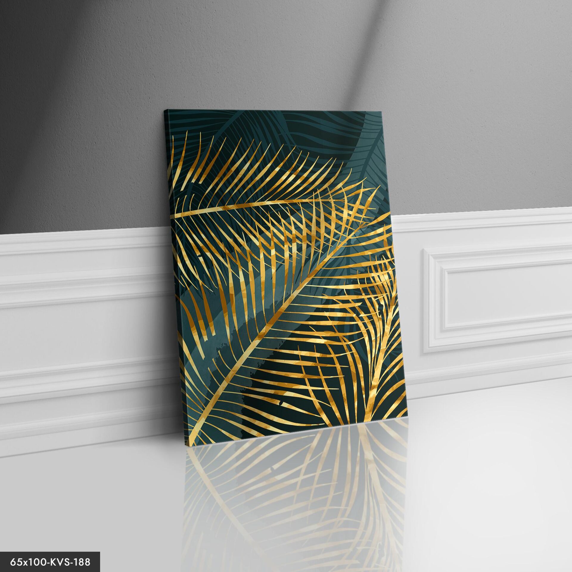 Gold Yaprak Kanvas Tablo 40 x 30 CM - Çok Renkli