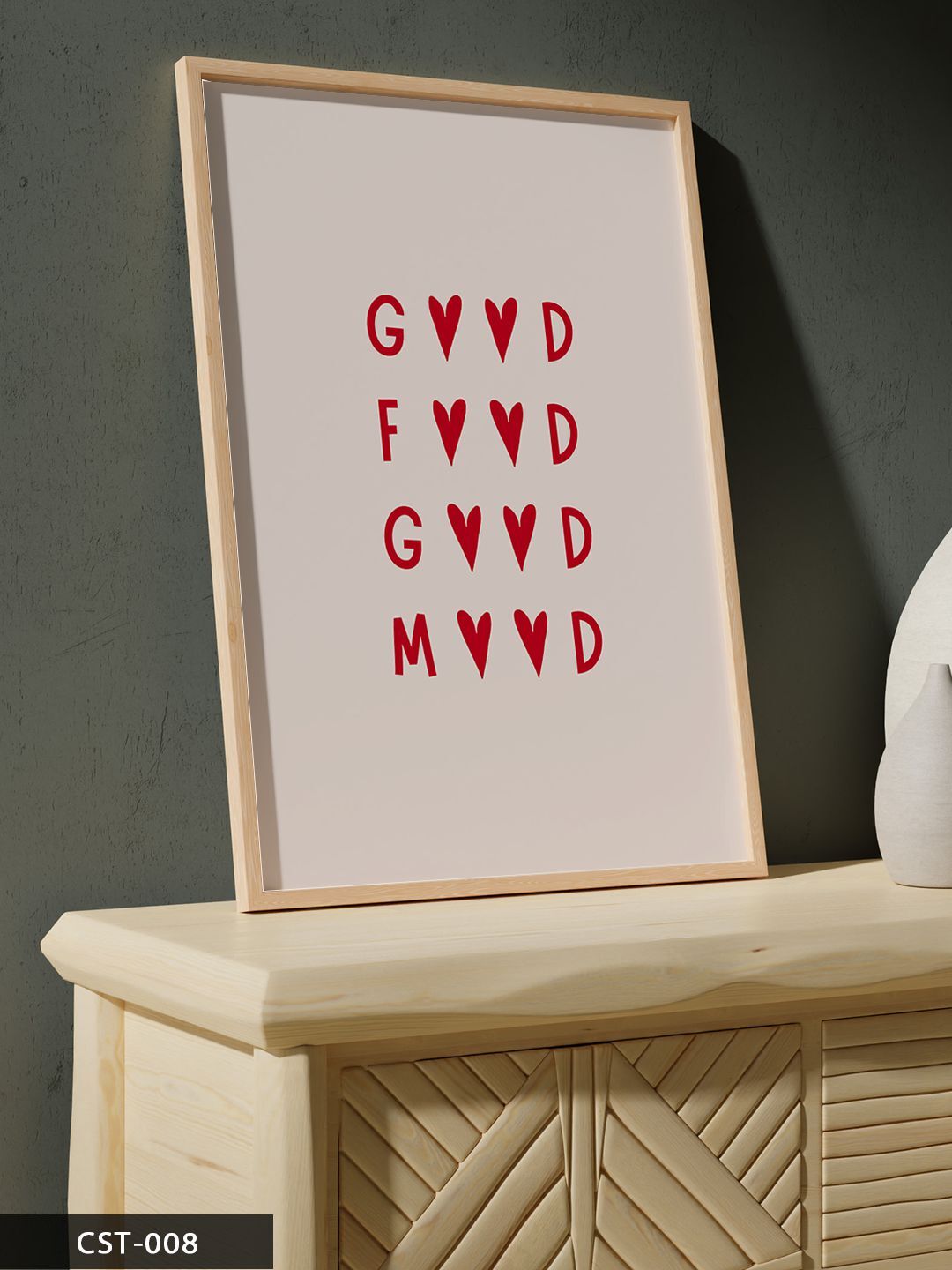 Good Food, Good Mood Tek Parça Ahşap Çerçeveli Tablo Naturel - 20 x 30 CM