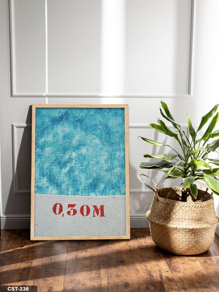 Yüzme Havuzunun Derinliği Tek Parça Ahşap Çerçeveli Tablo Naturel - 50 x 70 CM