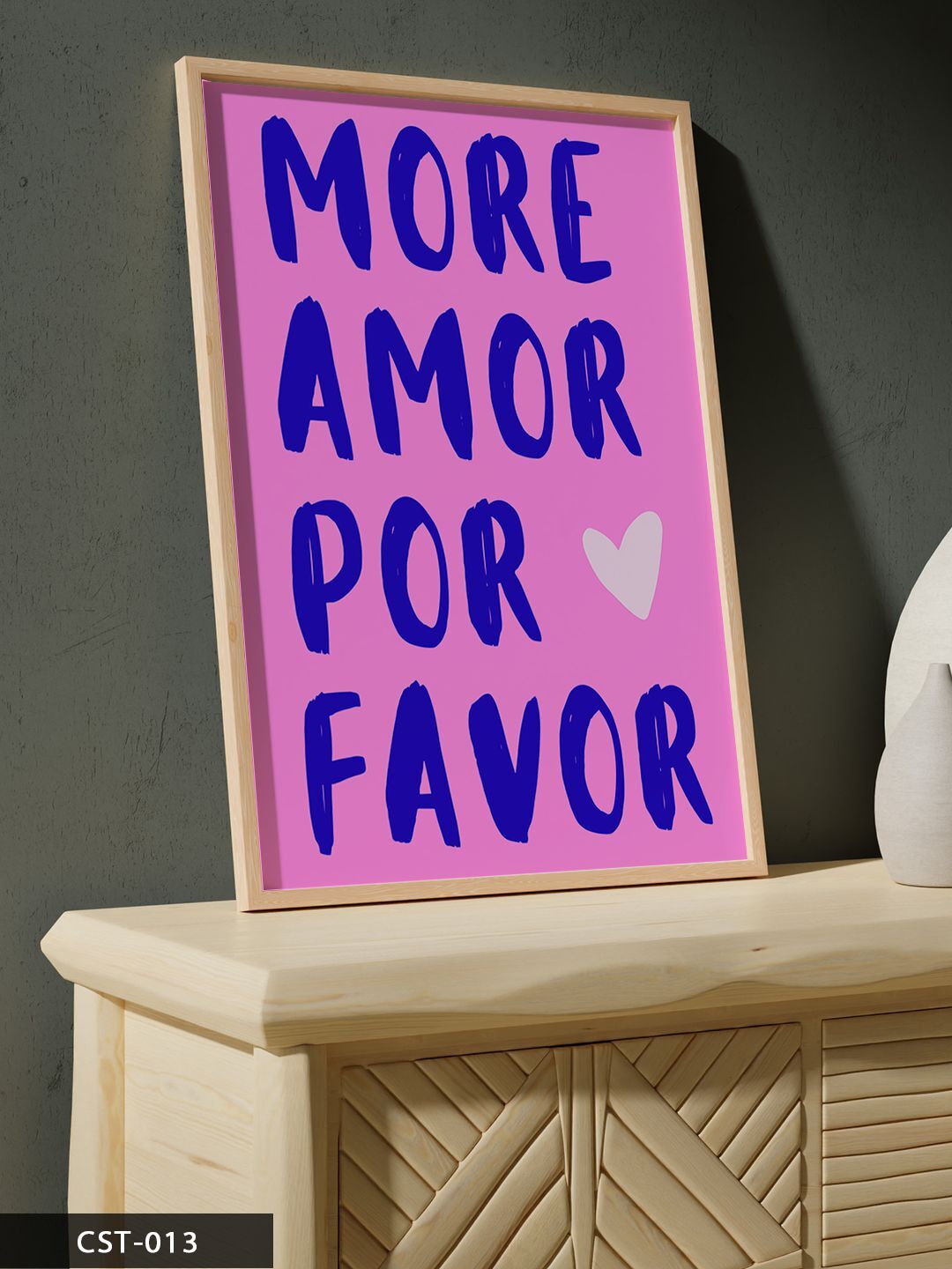 More Amor Por Favor Tek Parça Ahşap Çerçeveli Tablo Naturel - 20 x 30 CM