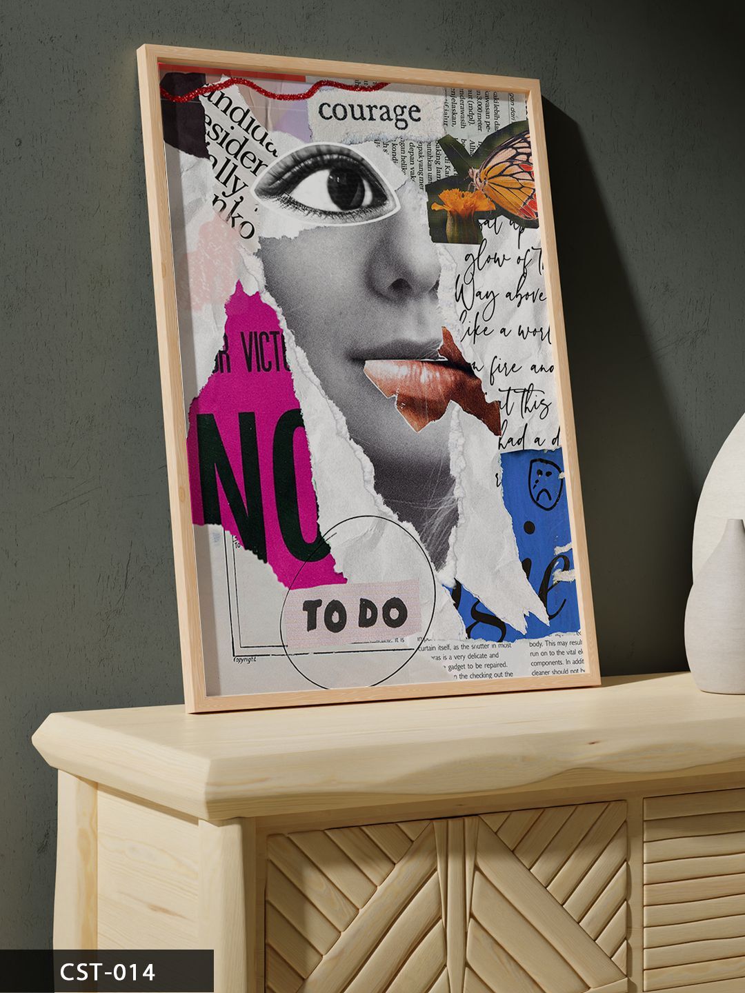 Modern Gazete Kağıdı Tek Parça Ahşap Çerçeveli Tablo Naturel - 20 x 30 CM