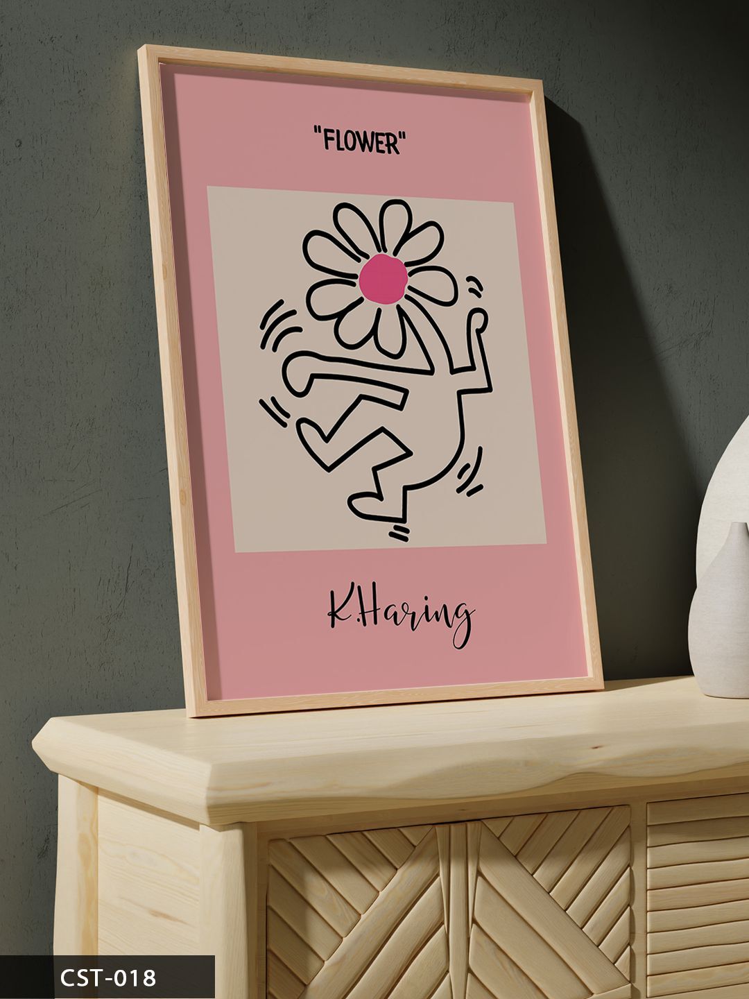 Flower Tek Parça Ahşap Çerçeveli Tablo Naturel - 20 x 30 CM