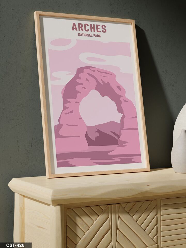 Arches National Park Tek Parça Ahşap Çerçeveli Tablo Naturel - 30 x 40 CM
