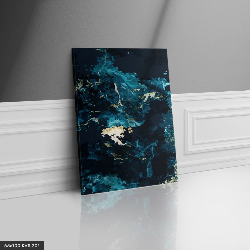 Turkuaz Parçalar Kanvas - Canvas Tablo