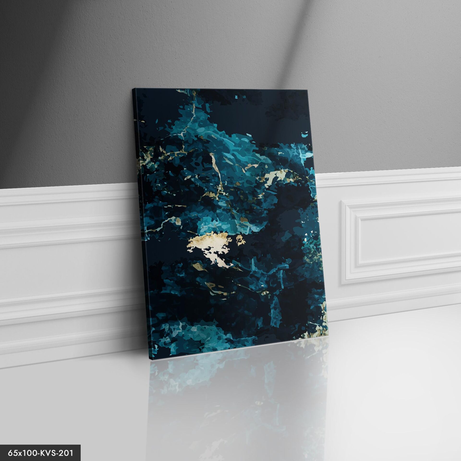 Turkuaz Parçalar Kanvas - Canvas Tablo 40 x 30 CM - Çok Renkli