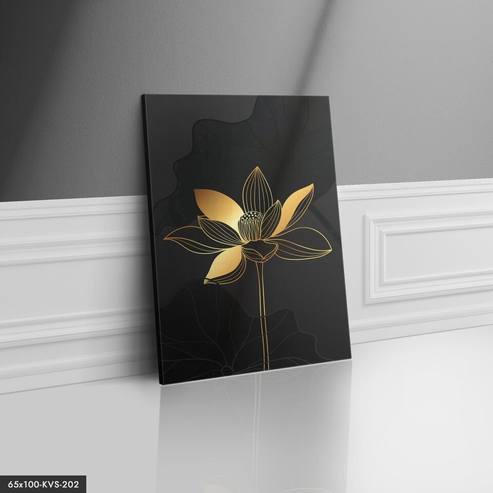 Gold Çiçek Kanvas - Canvas Tablo