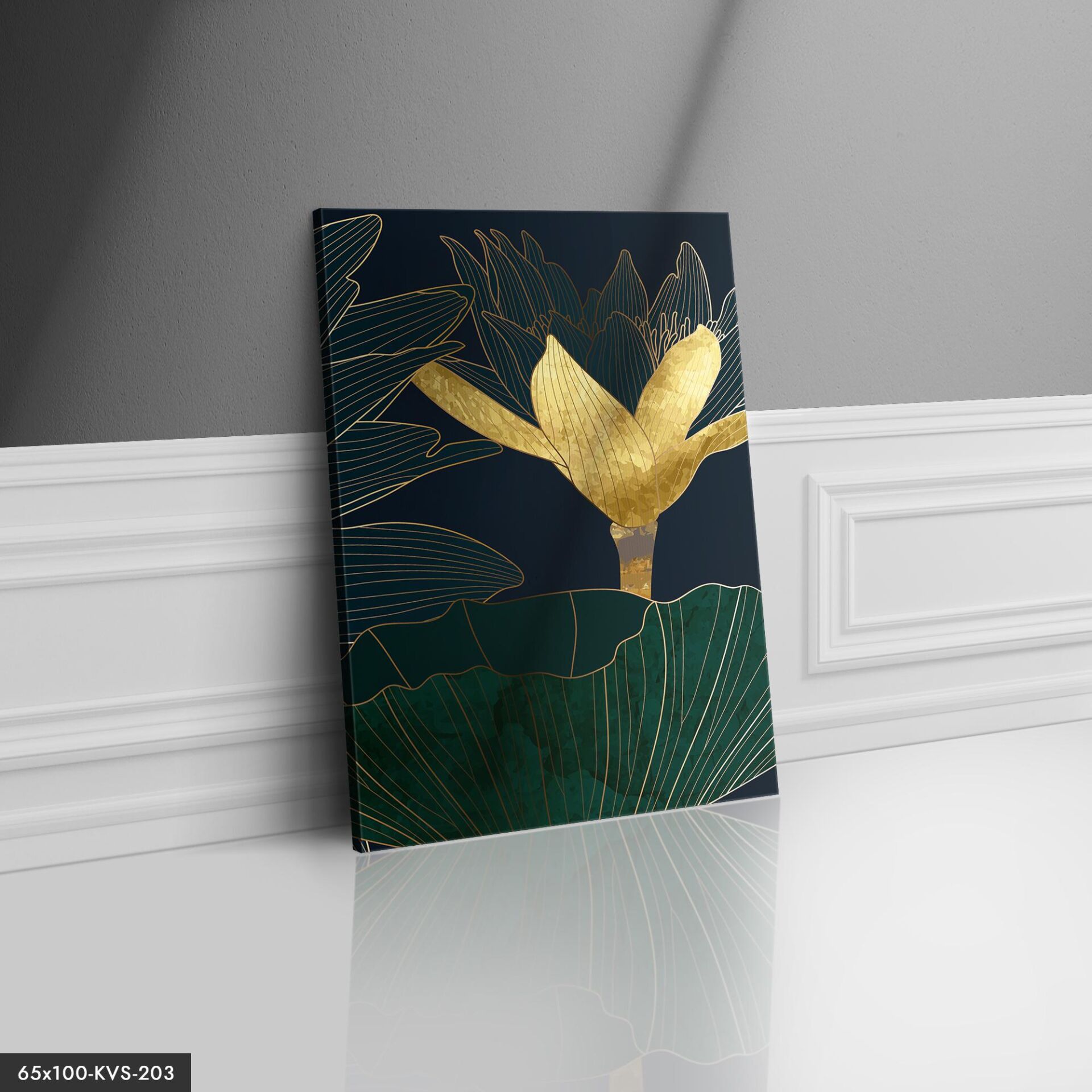 Gold Çiçek Kanvas - Canvas Tablo 40 x 30 CM - Çok Renkli