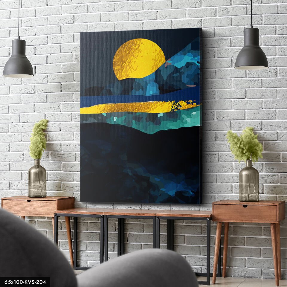 Gold Dağlar Kanvas - Canvas Tablo 40 x 30 CM - Çok Renkli