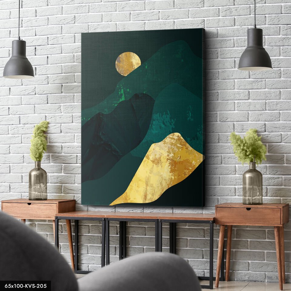 Gold Dağ Kanvas - Canvas Tablo 40 x 30 CM - Çok Renkli