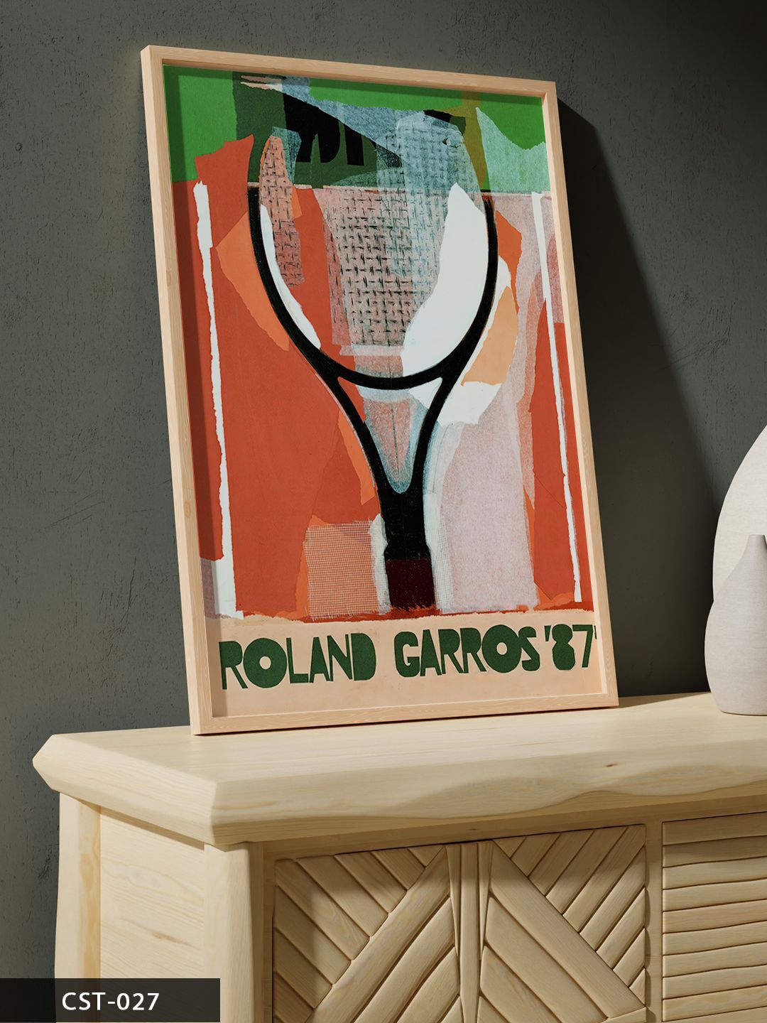 Roland Garros 87 Tek Parça Ahşap Çerçeveli Tablo Naturel - 20 x 30 CM