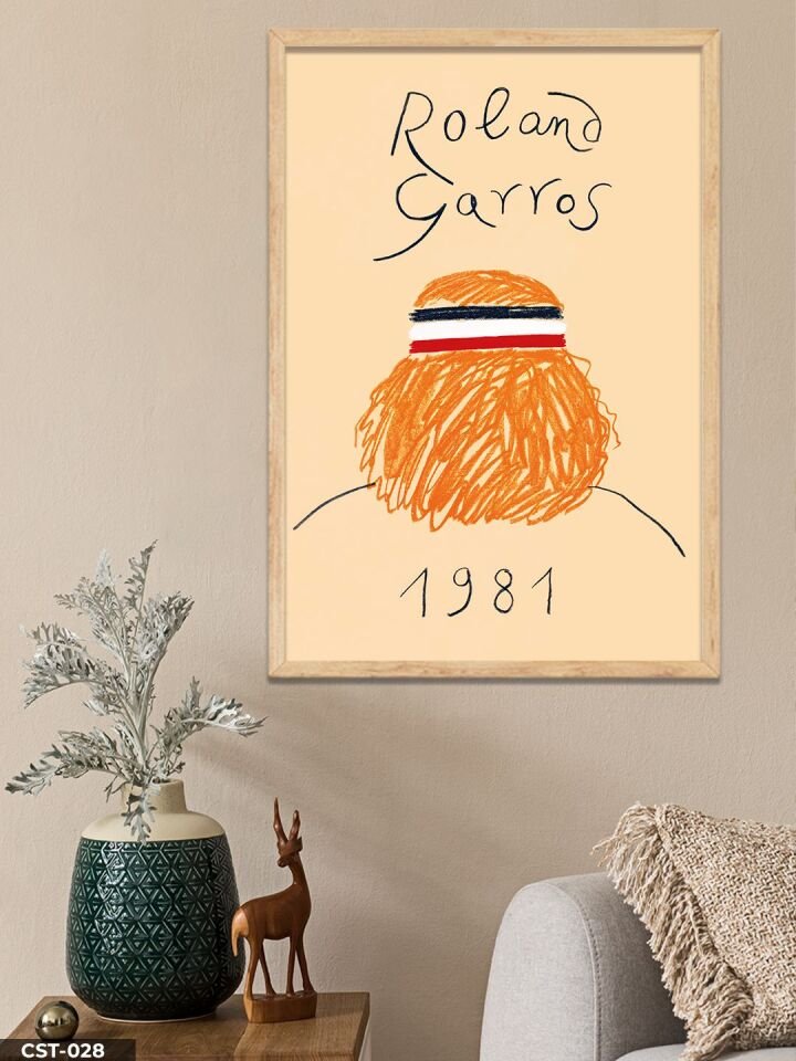 Roland Garros 1981 Tek Parça Ahşap Çerçeveli Tablo Naturel - 20 x 30 CM