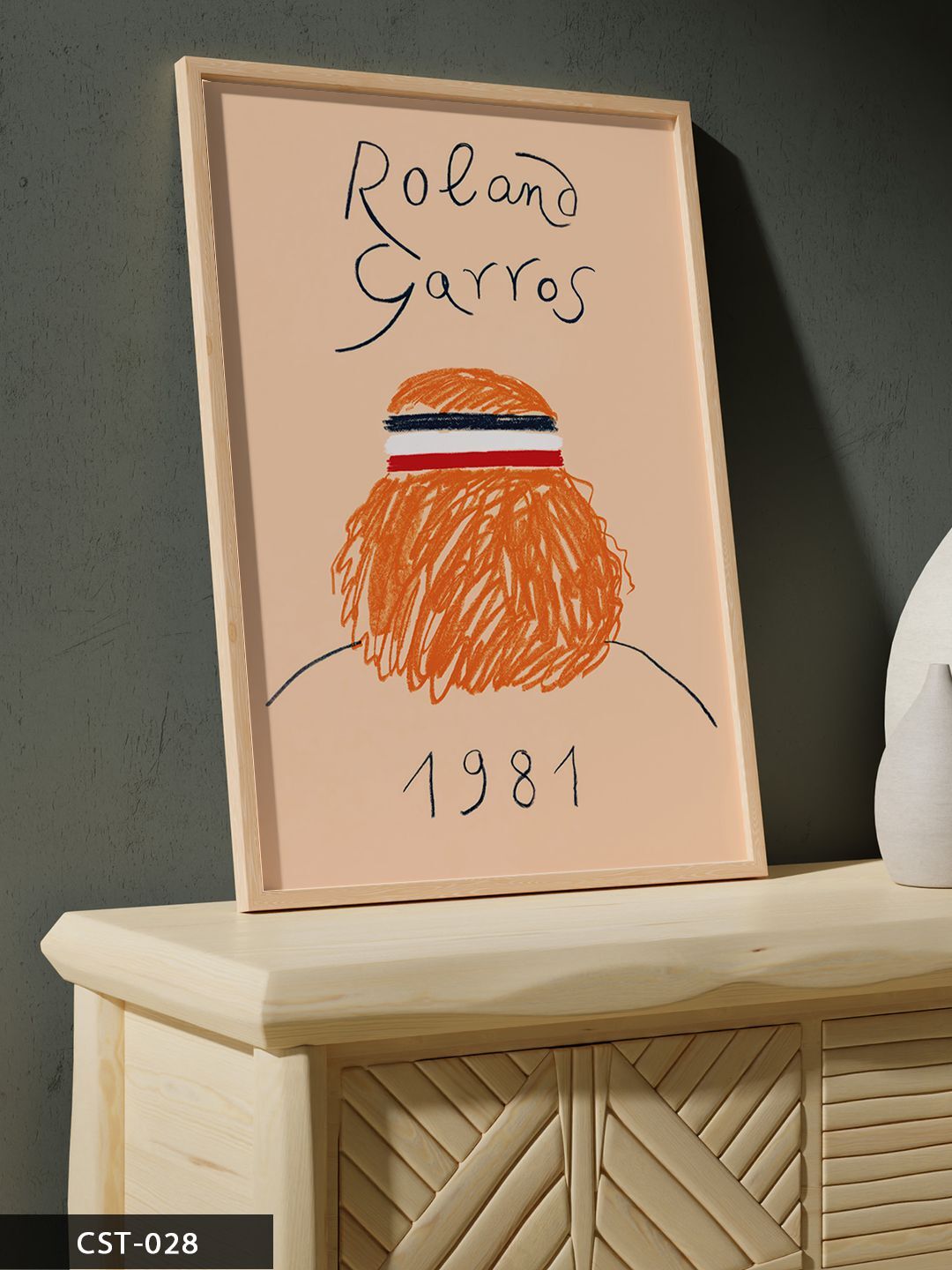 Roland Garros 1981 Tek Parça Ahşap Çerçeveli Tablo Naturel - 20 x 30 CM