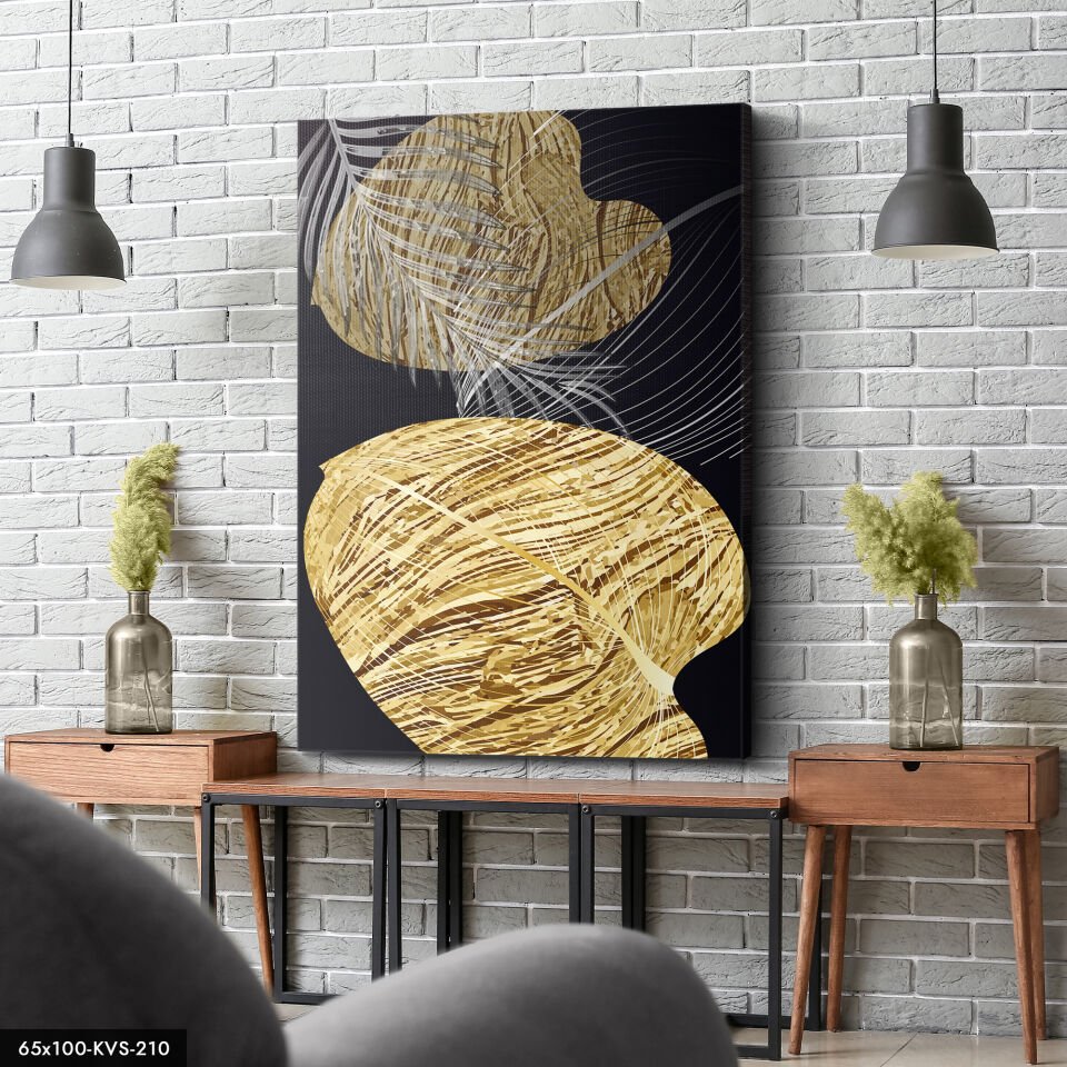 Gold Yaprak Kanvas Tablo