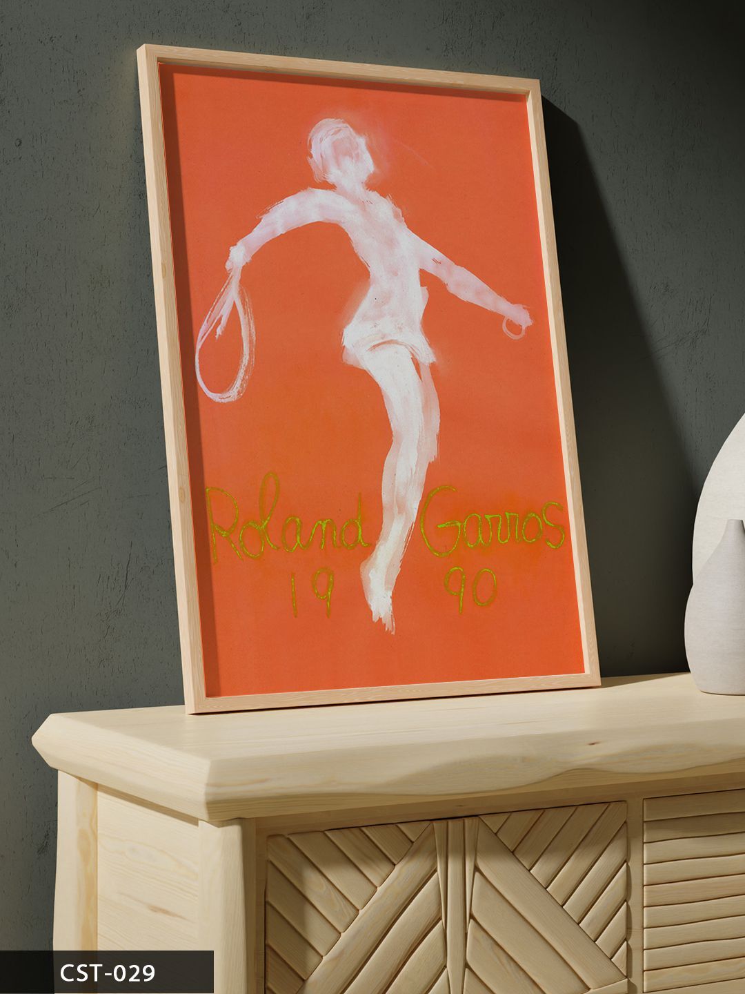 Roland Garros 1990 Tek Parça Ahşap Çerçeveli Tablo Naturel - 20 x 30 CM