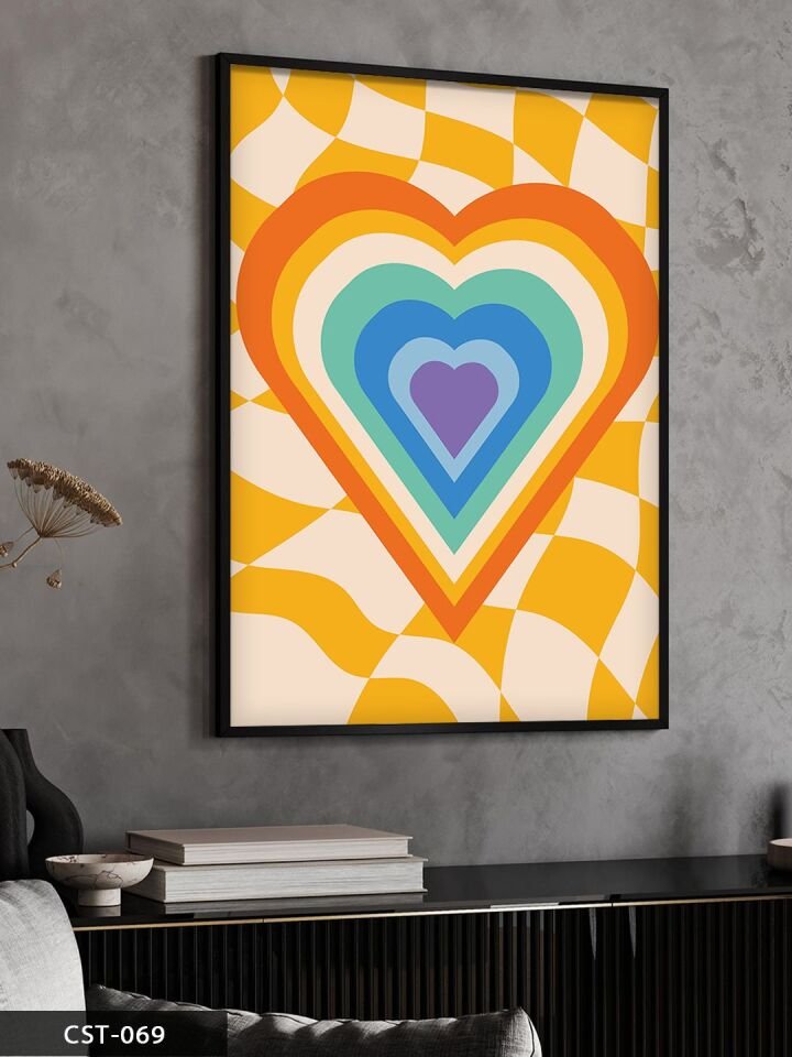 Renkli Kalpler Tek Parça Ahşap Çerçeveli Tablo Siyah - 30 x 40 CM