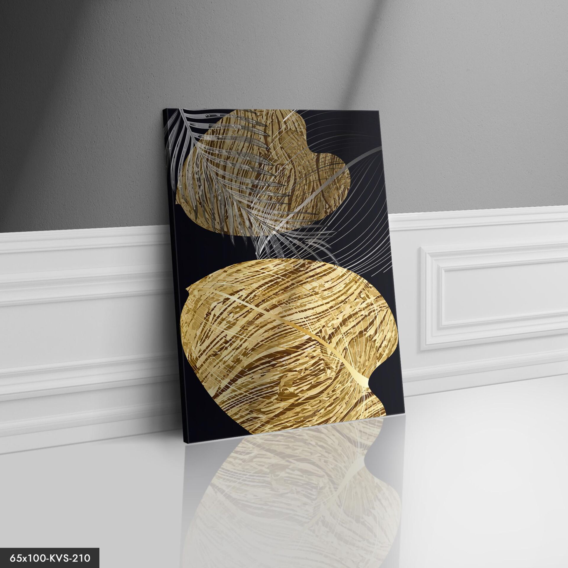 Gold Yaprak Kanvas Tablo 40 x 30 CM - Çok Renkli