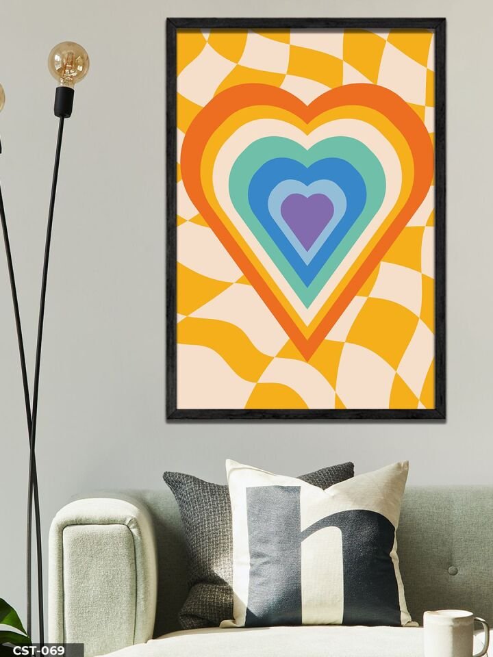 Renkli Kalpler Tek Parça Ahşap Çerçeveli Tablo Siyah - 30 x 40 CM