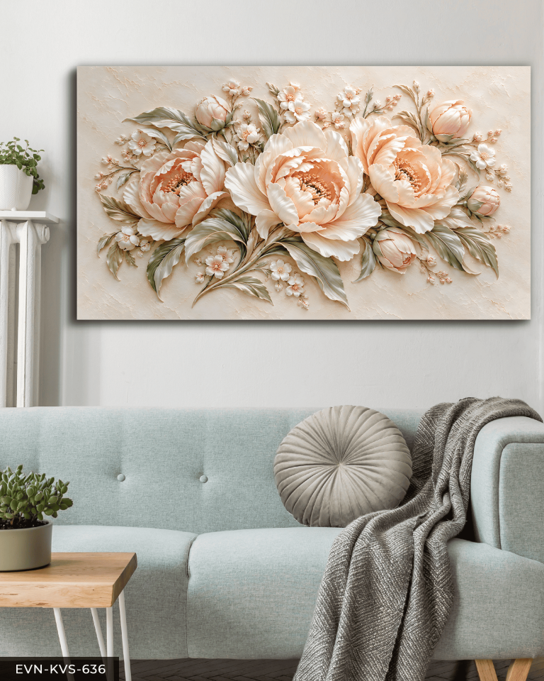 Dokulu Görünüm Pembe Zarif Çiçek Tek Parça Kanvas - Canvas Tablo