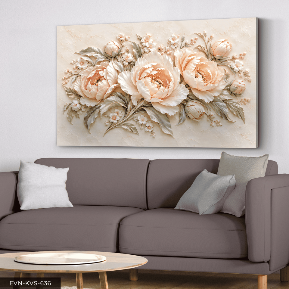 Dokulu Görünüm Pembe Zarif Çiçek Tek Parça Kanvas - Canvas Tablo